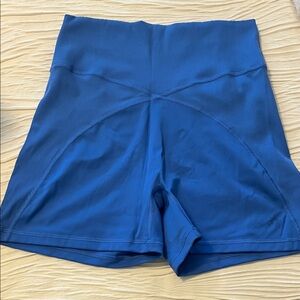 aerie Ribbed High-Rise Blue Bike Shorts